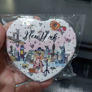 New York Heart Shaped Compact Mirror Portable Must Have Mirrors - PRICING for 1